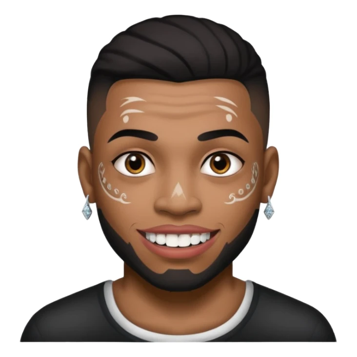 A black/mixed man tattooed face with silver and diamond teeths sticker