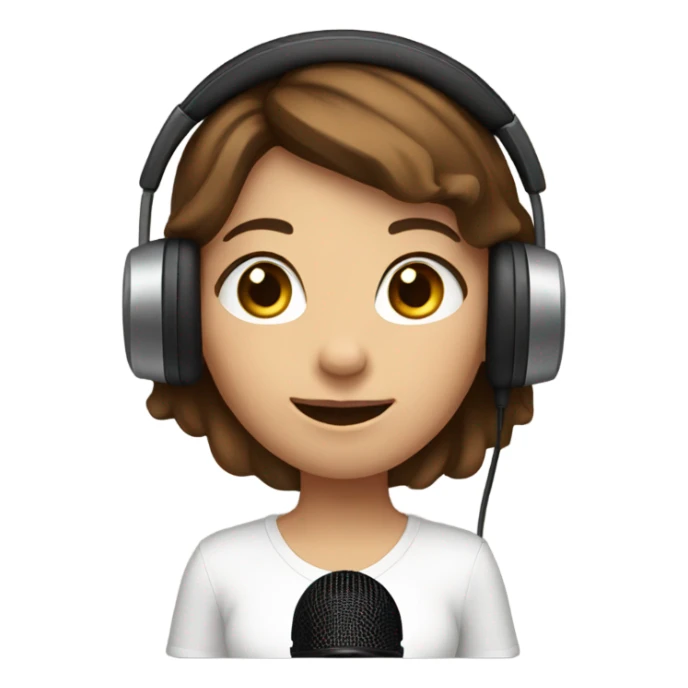 girl with Brown  hair records a podcast sticker