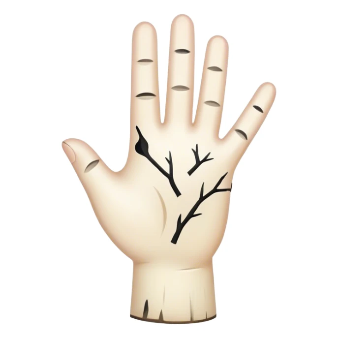 like hand made of white birch with black marks sticker