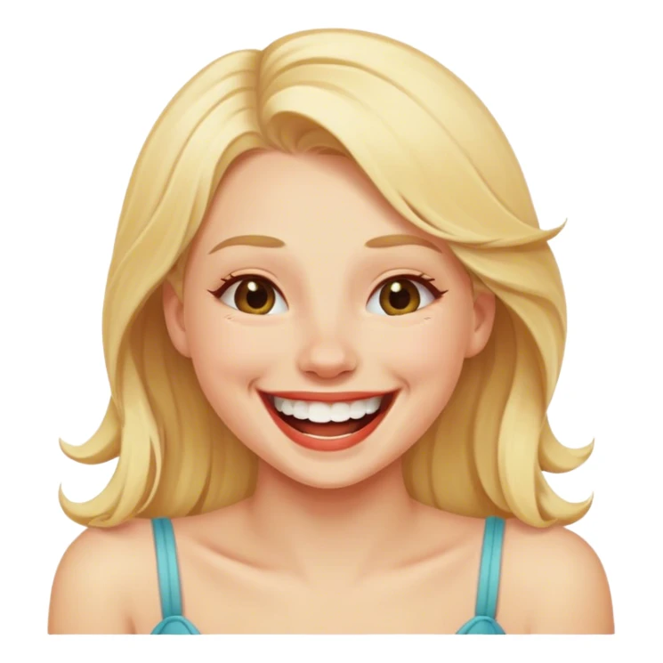 Blonde girl laughing portrait  sticker