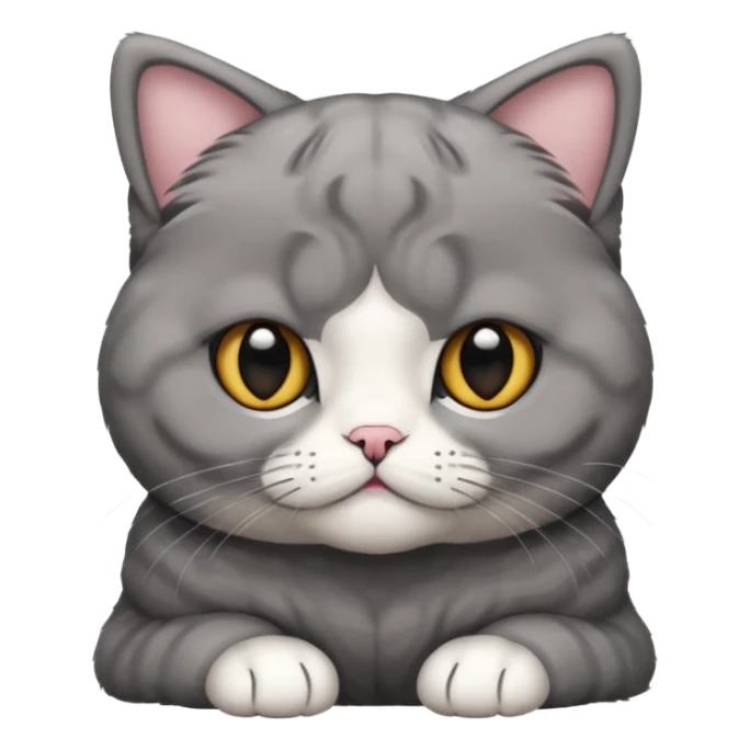 scottish fold cat with folded ears and all fur gray sticker