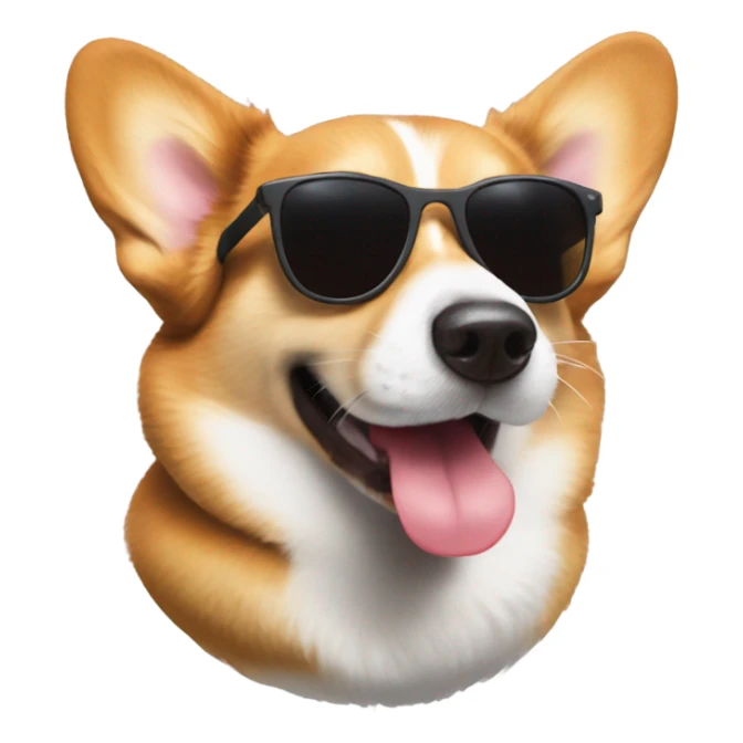 Corgi sticking out tongue and sunglasses sticker