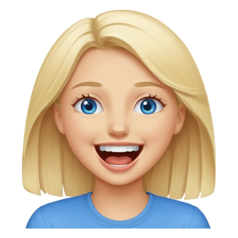 blue eyes blonde girl LAUGHING LOUDLY GIF sticker