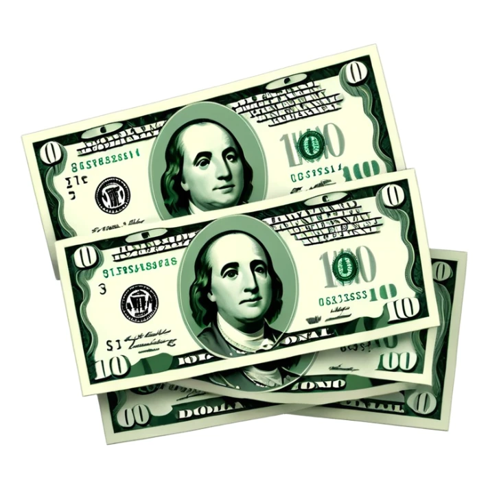 white US dollar bills with dark green details, minimalist design sticker