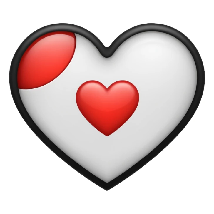 Heart white text and black text   sticker