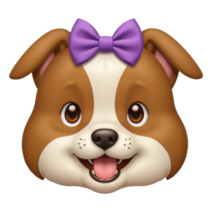 A dog with a bow on the right ear just the face and its mouth open  sticker