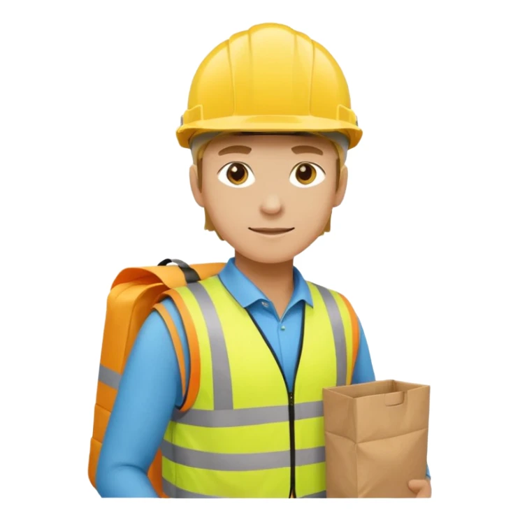 Courier + yellow helmet + delivery bag, City Cyclists. sticker