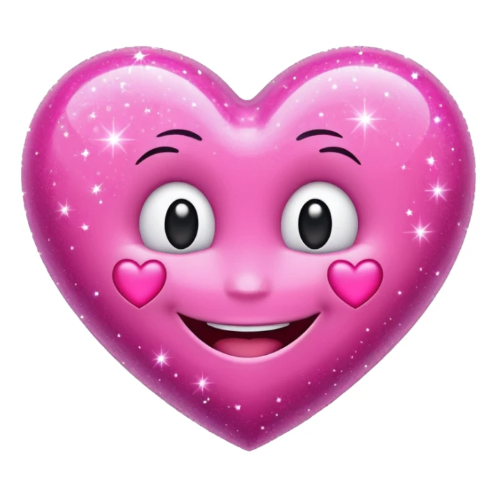 pink sparkly heart with a smile, girly and motivating emoji sticker