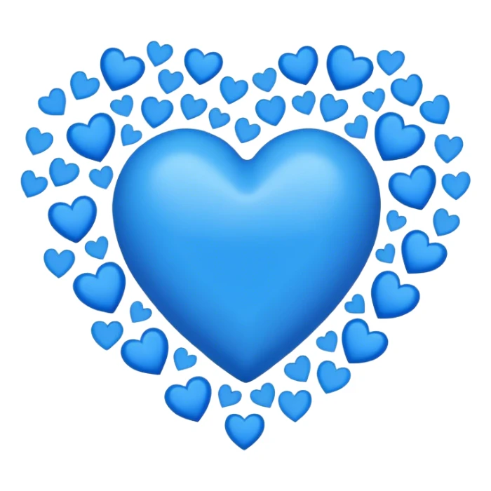 A blue heart with many blue hearts around  sticker