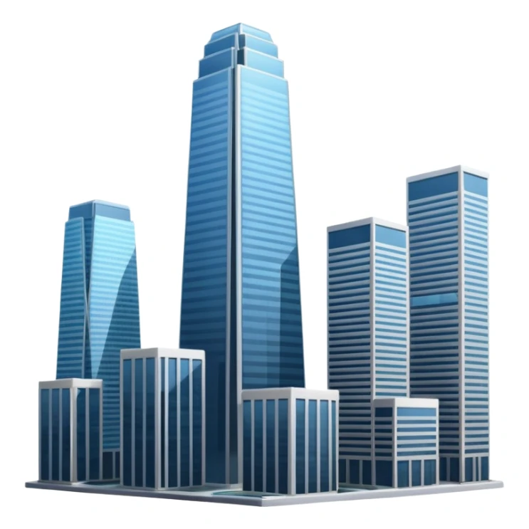 generate a realistic skyscraper and several smaller ones nearby sticker