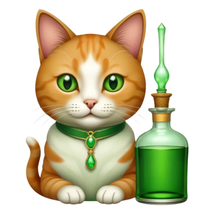 cat with a bottle of absinth sticker
