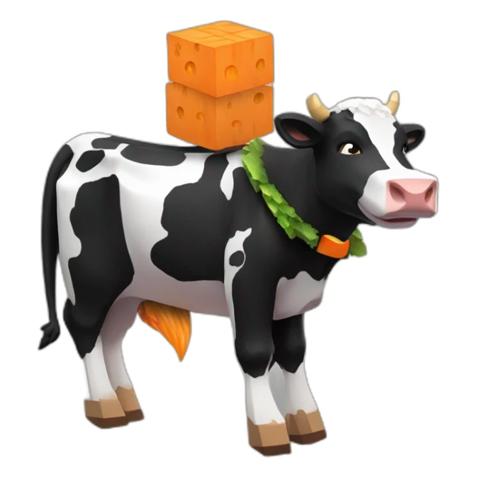 Cow riding a happy carrot on a Minecraft ender dragon  sticker