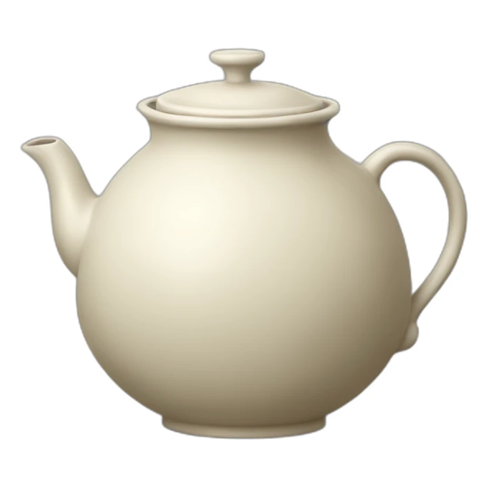 Classic teapot with a wide bulbous body, a spout, a handle and a lid sticker