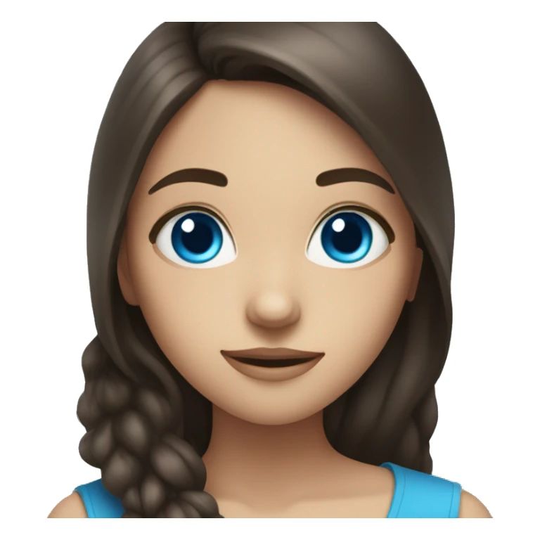 Brunette girl with blue eyes with photo camera sticker