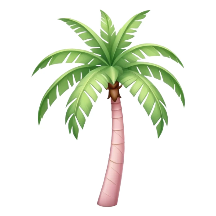 palm tree with pastel pink trunk and pastel green leaves sticker