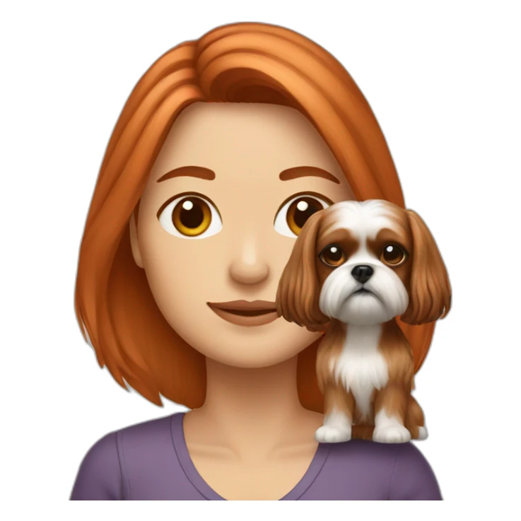 woman with copper hair and shih tzu sticker
