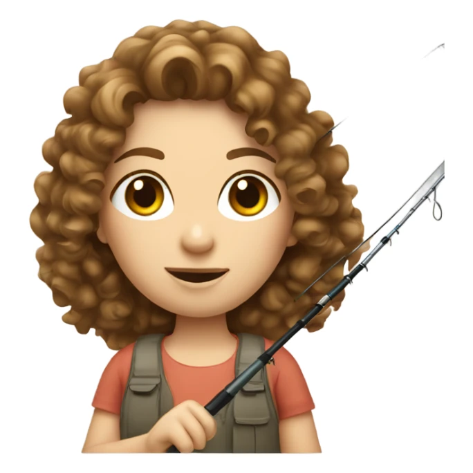 Brown curly haired white girl fishing sticker