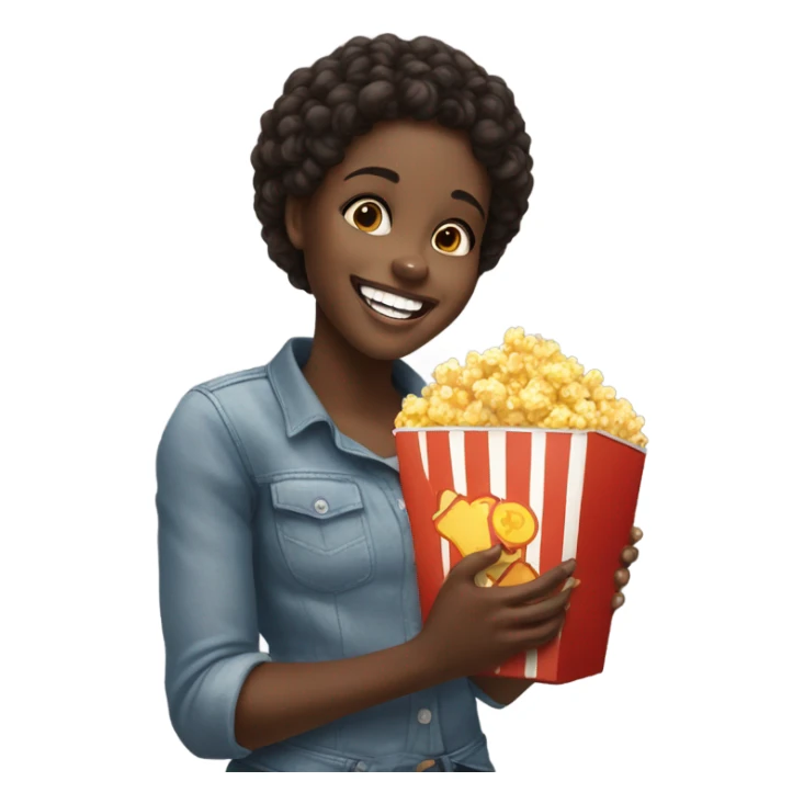 Black girl eating￼ popcorn sticker