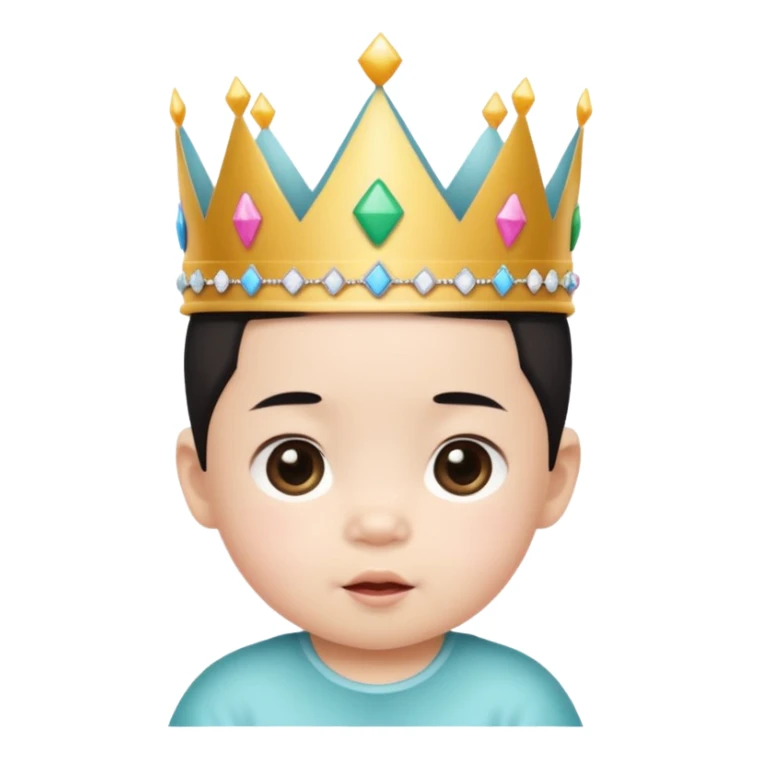 white asian baby wearing birthday crown sticker