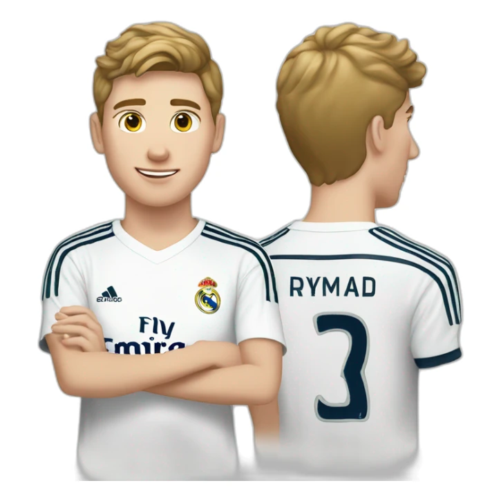 An 18-year-old white boy wearing a Real Madrid shirt  sticker
