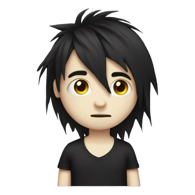 Emo emoji with black messy hair  sticker