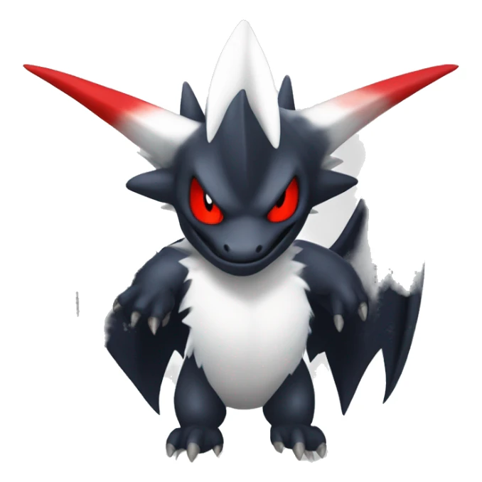 Black Cool Edgy Nargacuga-Garchomp-Absol Fakémon  with White and Red Edgy markings sticker