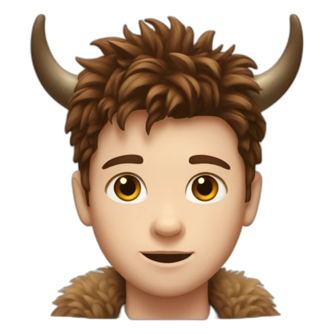White boy brunette with fluffy highland cow sticker