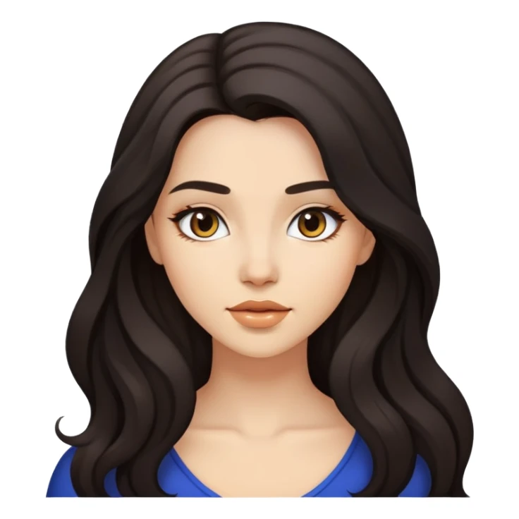 young woman with dark flowing hair and light makeup sticker