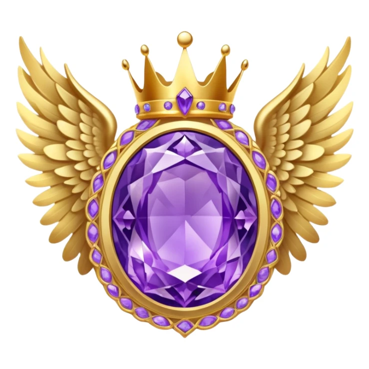 Big complex amethyst stone award-in-frame-decorated-with-big-golden-angel--wings and crown sticker