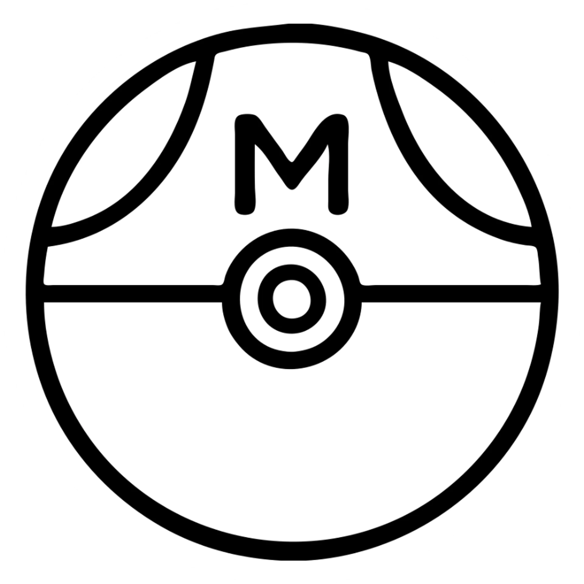 Master Ball icon, outlined style, vibrant purple and pink, white button in center, modern and sleek, transparent background sticker