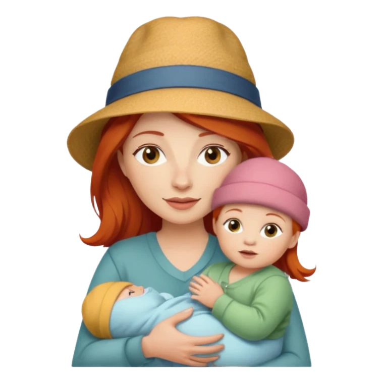 red haired Mother with Hats with her baby sticker