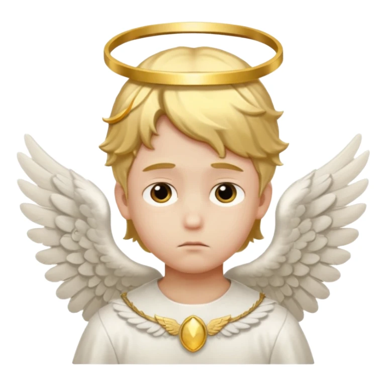 boy angel , sad, white wings, golden ring sticker