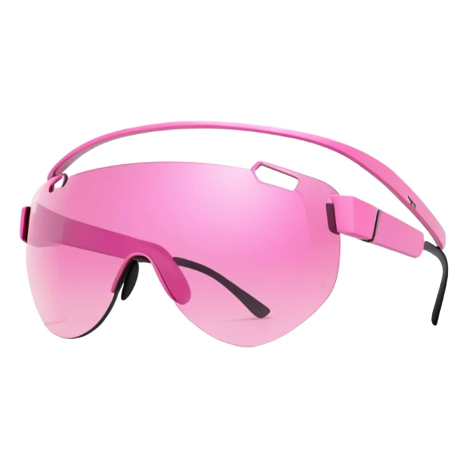 slim frameless pink visor sunglasses, Y2K cyber style, single piece lens sticker