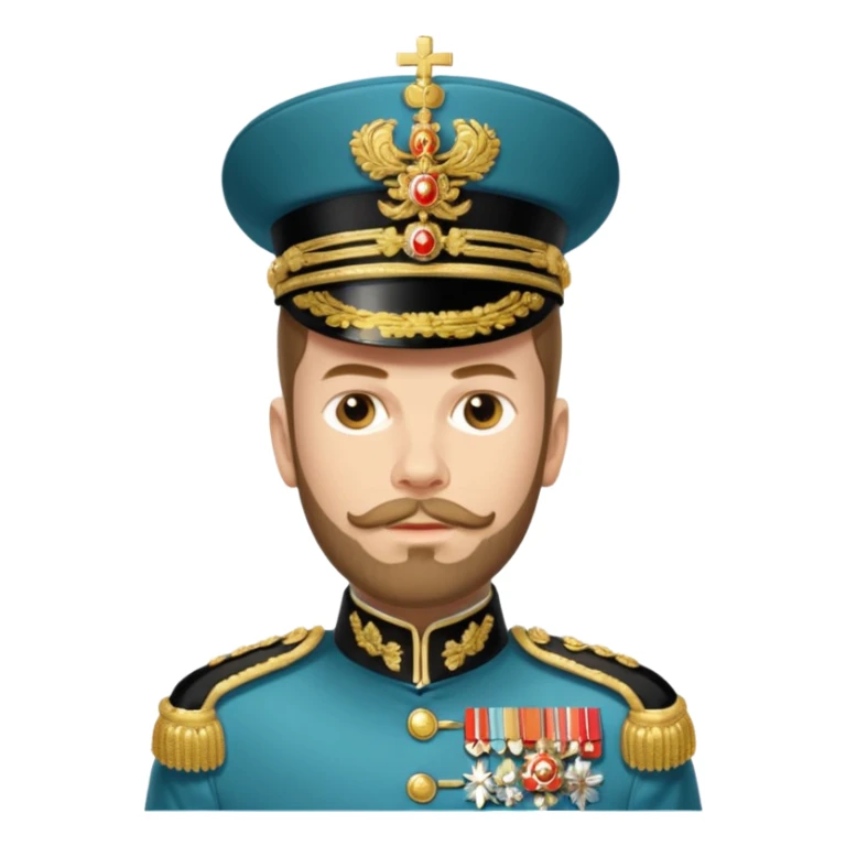 Nicholas II, Russian tsar, ornate uniform sticker