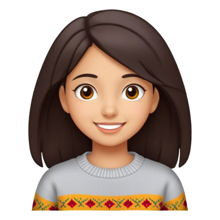 Young latina girl very cheerful, with school sweater sticker