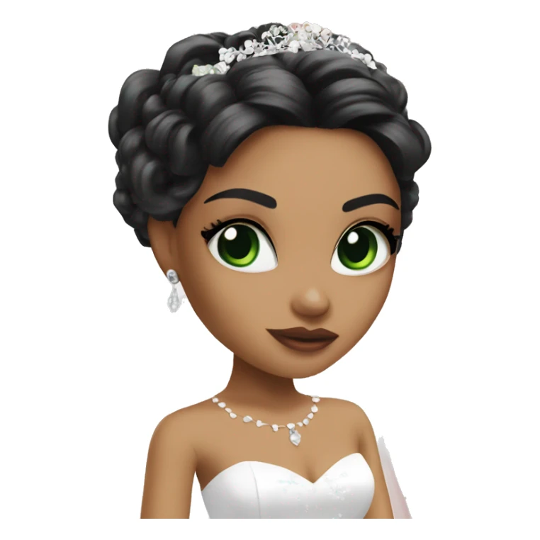 Bratz bride black hair green eyes sticker
