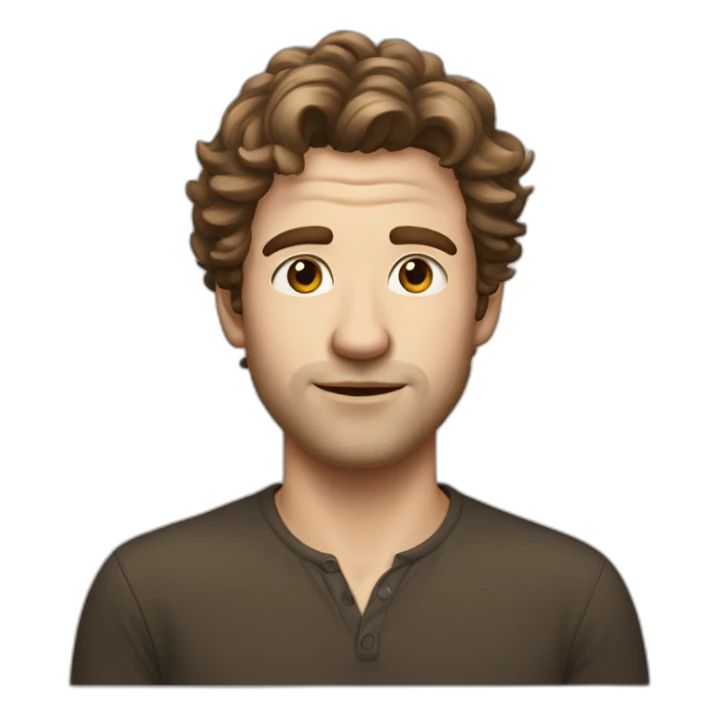 white men with a mole on the cheek, brown messy hair semi-long sticker