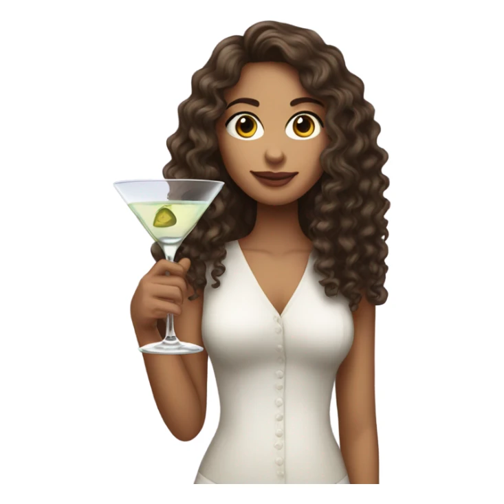Brunette girl with curly long hair drinking martinis sticker