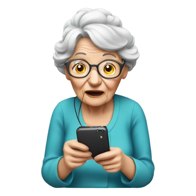 An old lady eating a phone  sticker