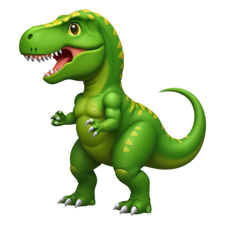 t-rex with muscular arms, emoji style sticker