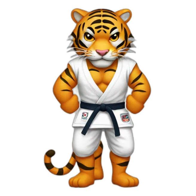 Tiger with evil face   jiu jitsu with his arms crossed sticker