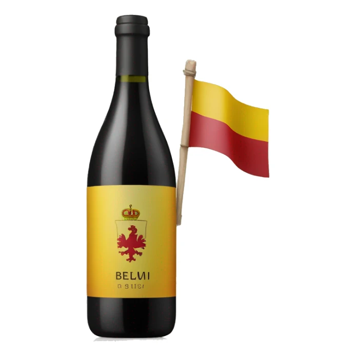 A wine bottle with the Belgium flag on the label sticker