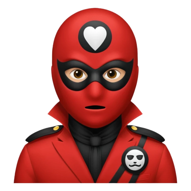 Draw a red-suited guard with black mask showing a white circle symbol in the center. sticker