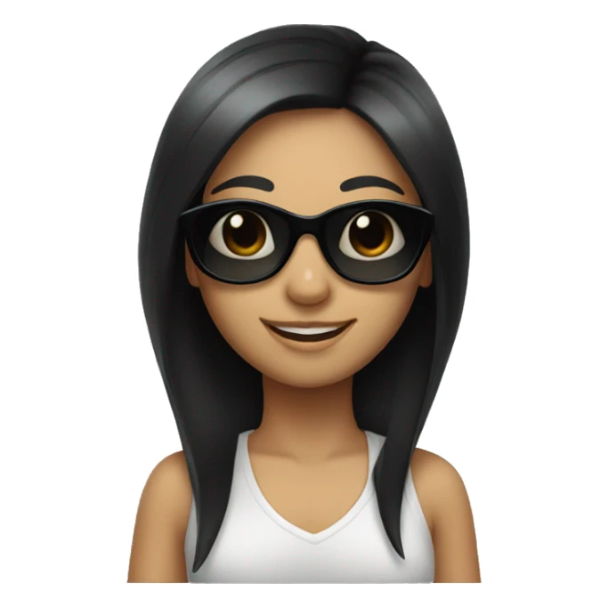 smiling girl with black hair sunglasses  sticker