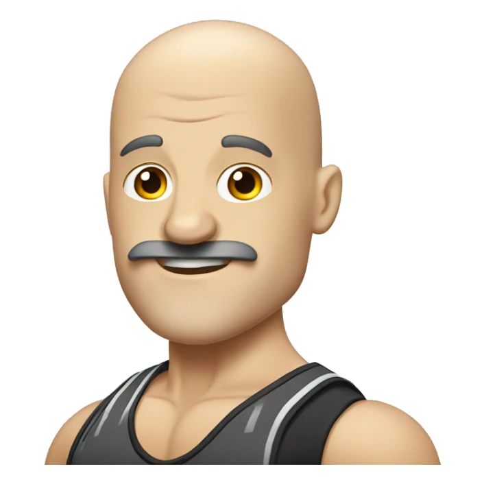 white bodybuilder with baldness and black mustache sticker