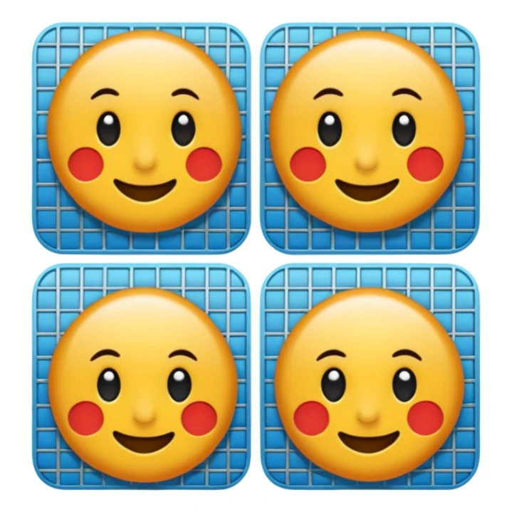 overlapping images, one realistic and one digital grid sticker