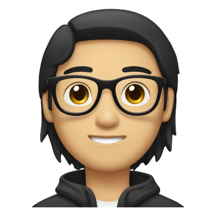 programmer, student, asian, black hair, black eyes, male, round face, black sunglasses sticker