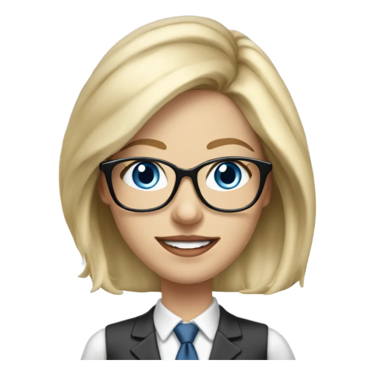 Pretty Caucasian blonde woman with glasses in a suit working, hyper realistic with blue eyes  sticker