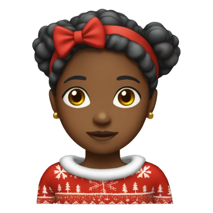 Black girl wearing bow and Christmas sweater emoji sticker