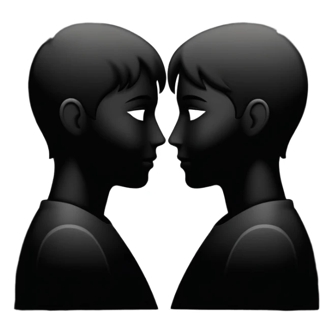 Two silhouettes merging together, one fading into the other, romantic concept sticker